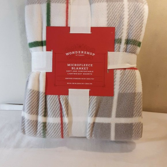 Bedding Microfleece Blanket Gray Plaid 9 90